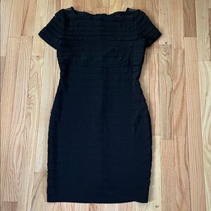 Adrianna Papell Mini Dress Womens 6 Petite Black Bodycon Bandage Cocktail